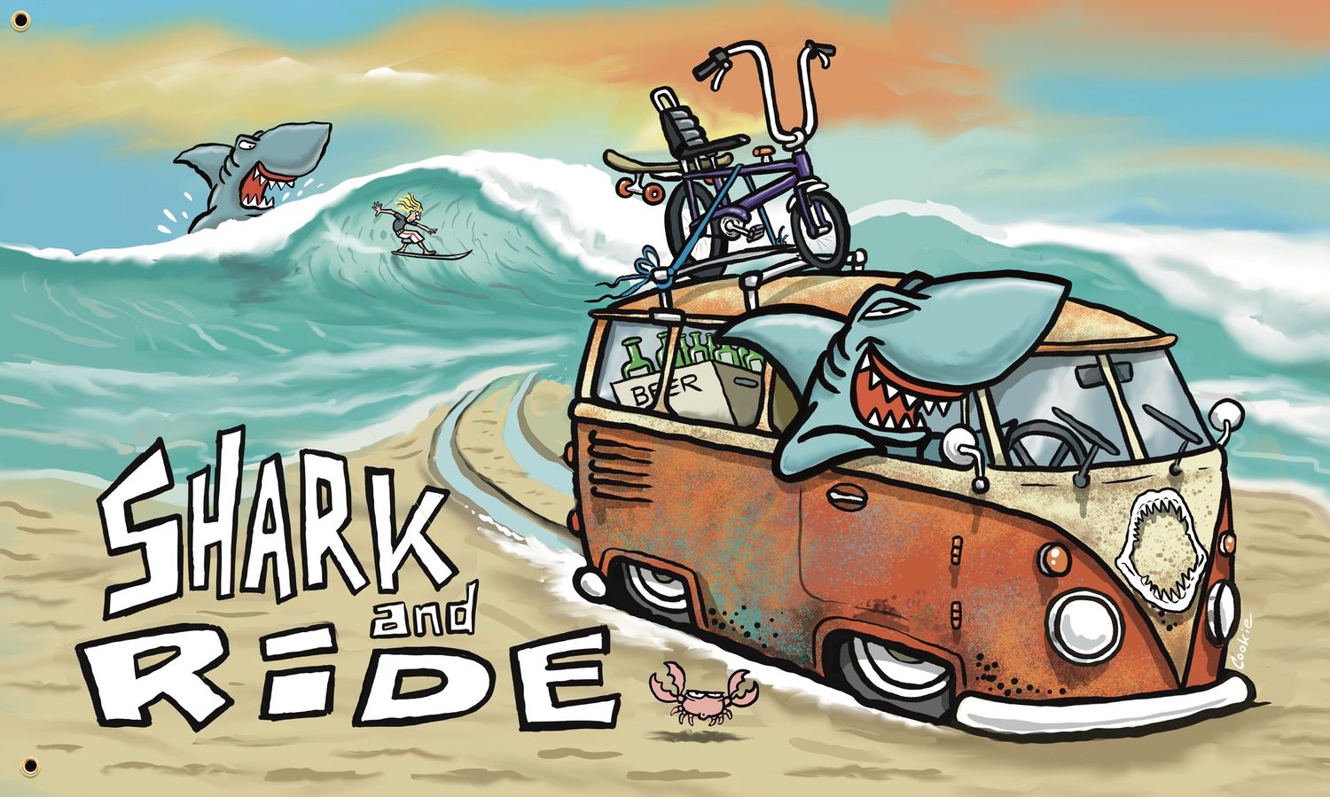 Flocker | Shark N Ride | Metal Wall  Sign