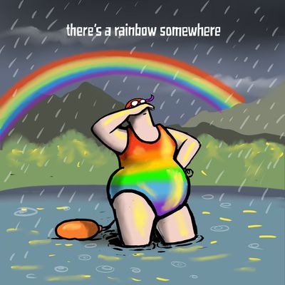 Kimmer Metal Sign | There's A Rainbow Somewhere