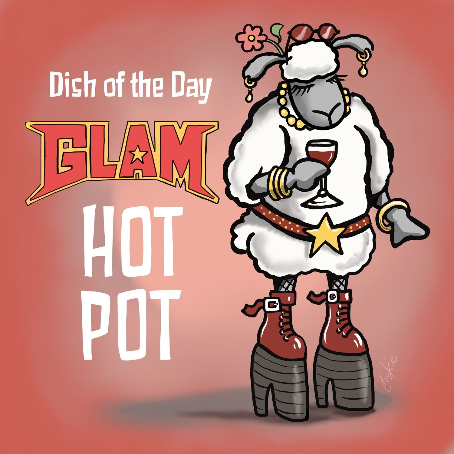 Flockers | Glam Hot Pot | Metal Sign