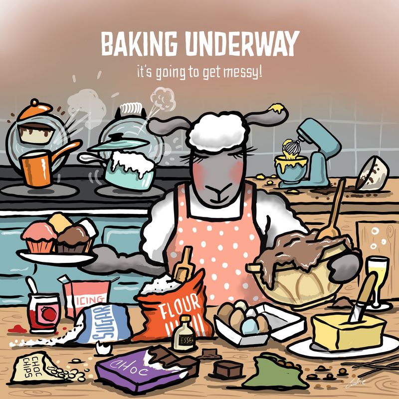 Flocker | Baking Underway | Greetings Card