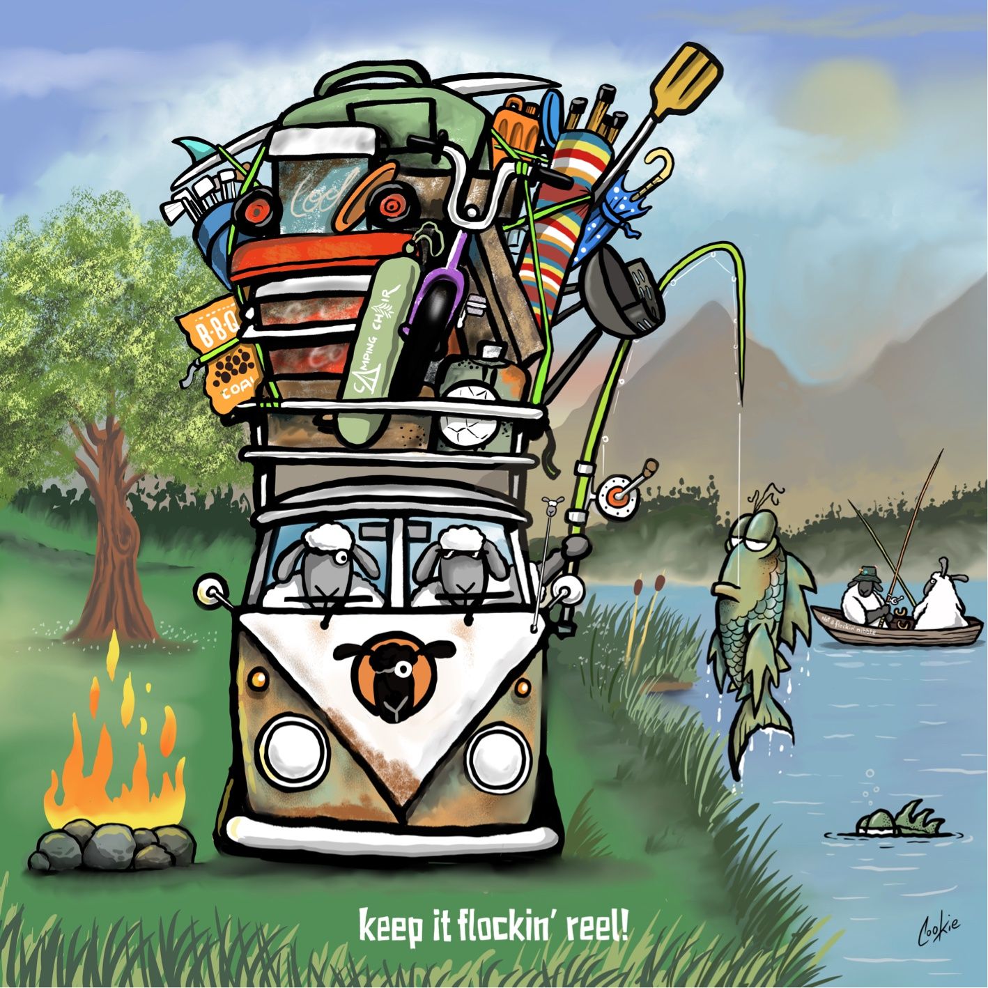 Flockers | Camping Keep It Reel | Metal Sign