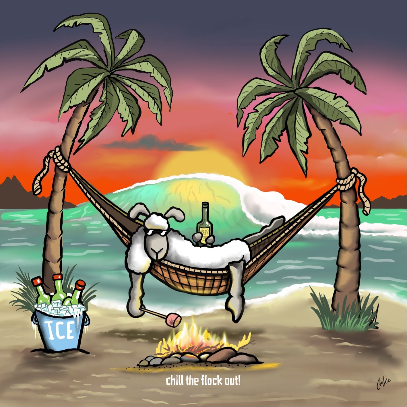 Flocker | Chill The Flock Out - Hammock | Metal Sign