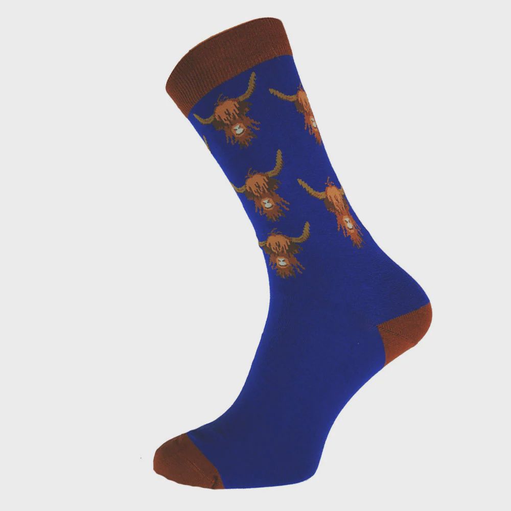 Flockers | Highland Cow Faces | Socks 7-9UK