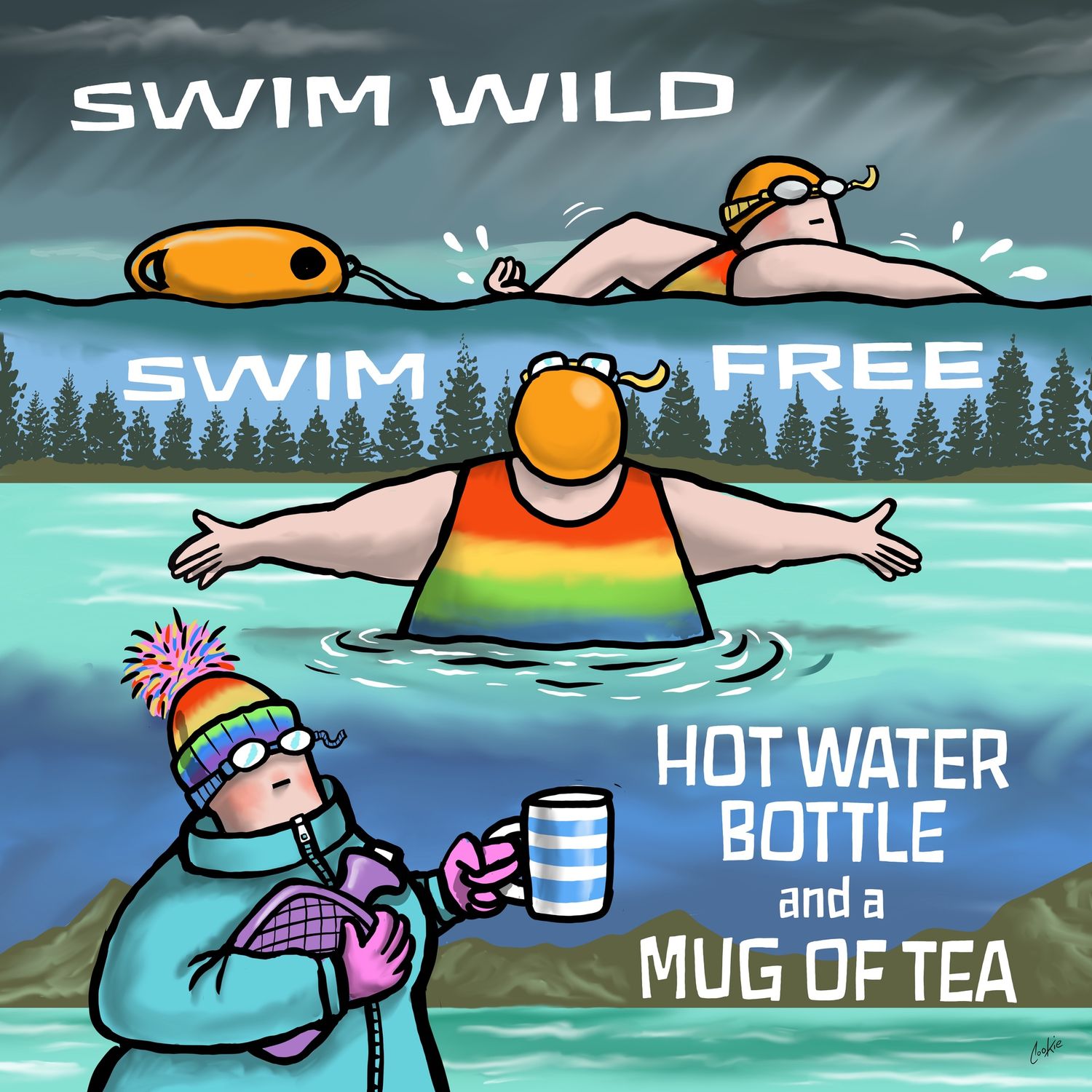 Flocker | Swim Wild - Swim Free  | Kimmer Fridge Magnets