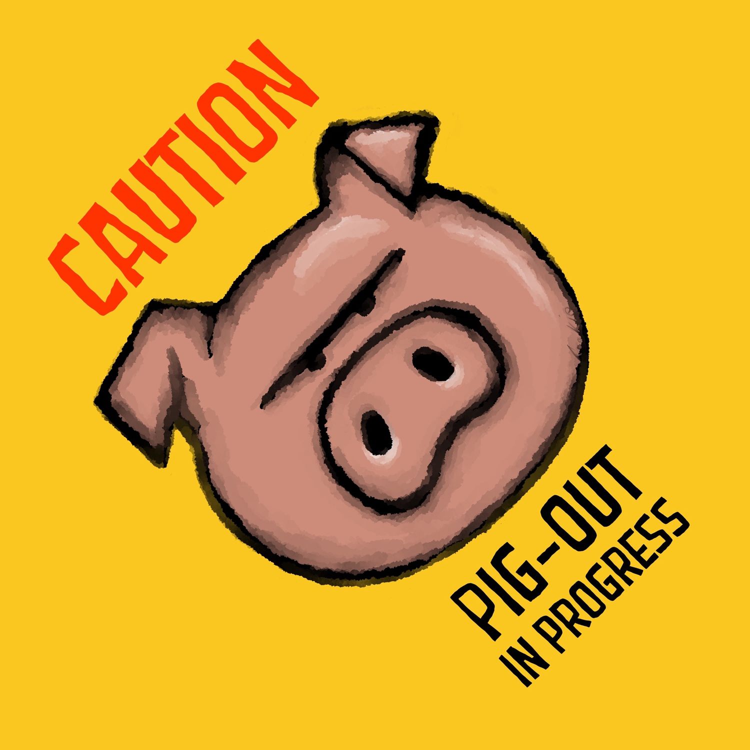 Flocker | Caution - Pig Out | Fridge Magnet