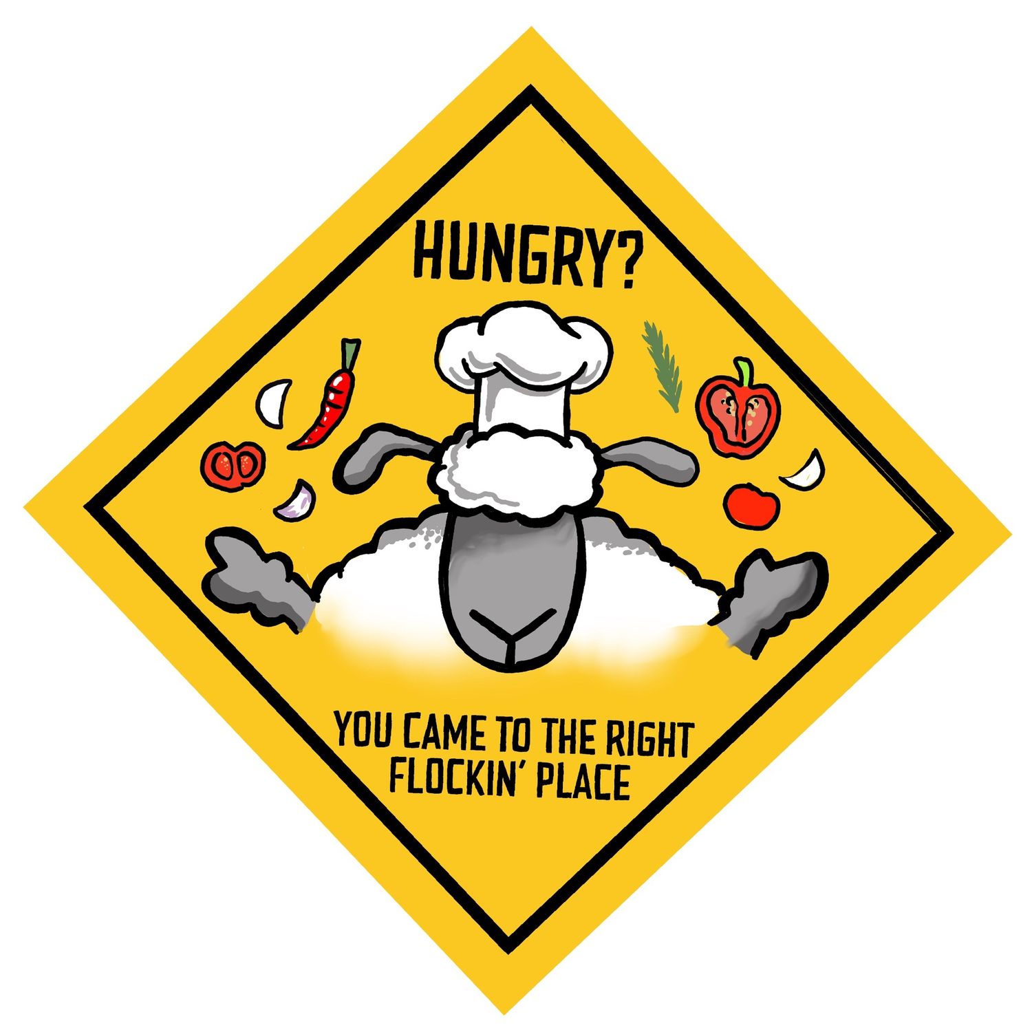 Flocker | Warning Sign - Hungry? | Fridge Magnet
