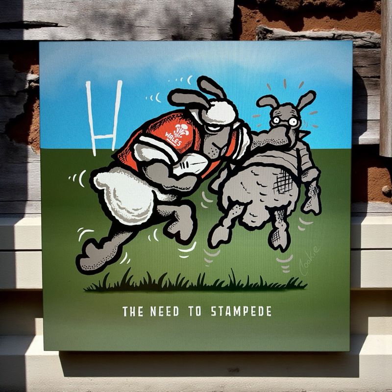 Flockers Metal Sign | Rugby Stampede - Wales