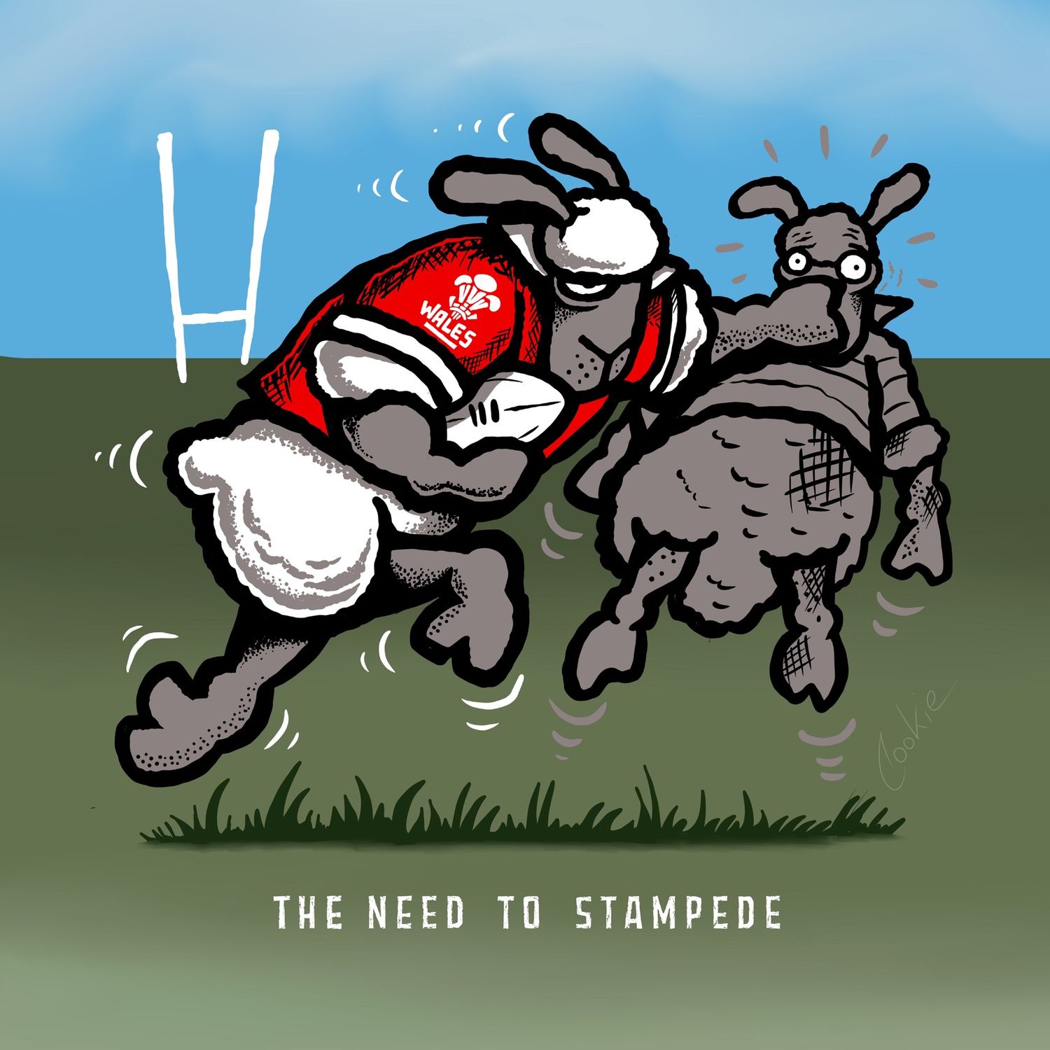 Flocker | Rugby Stampede - Wales | Metal Sign