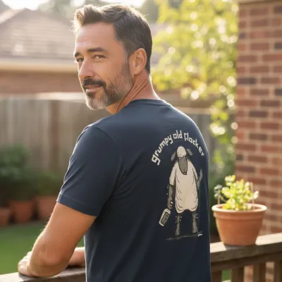 Man wearing Grumpy Old Flocker T-Shirt