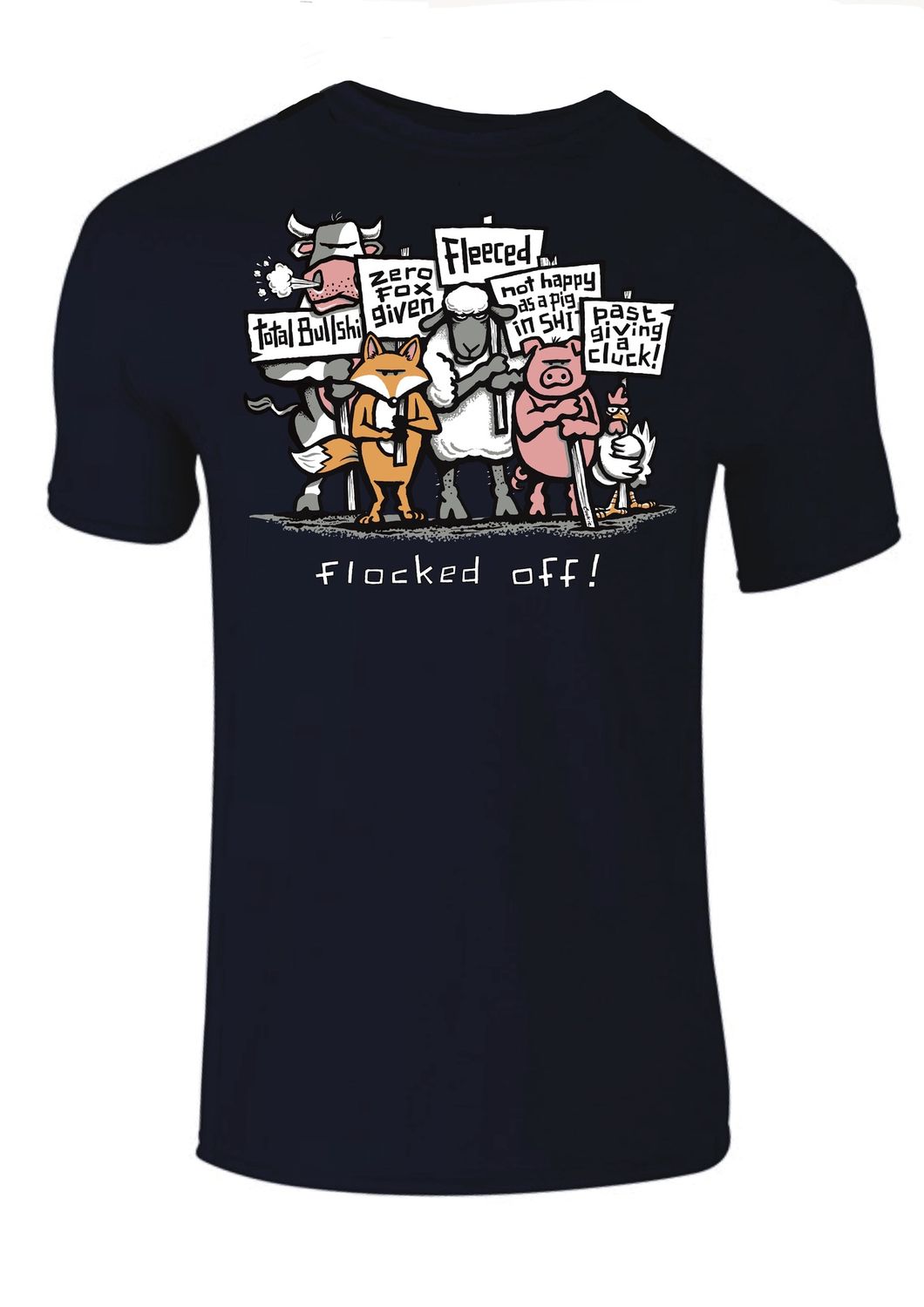 Flocked Off! | Funny T-shirt | Flockers, Colour: Navy, Size: XS