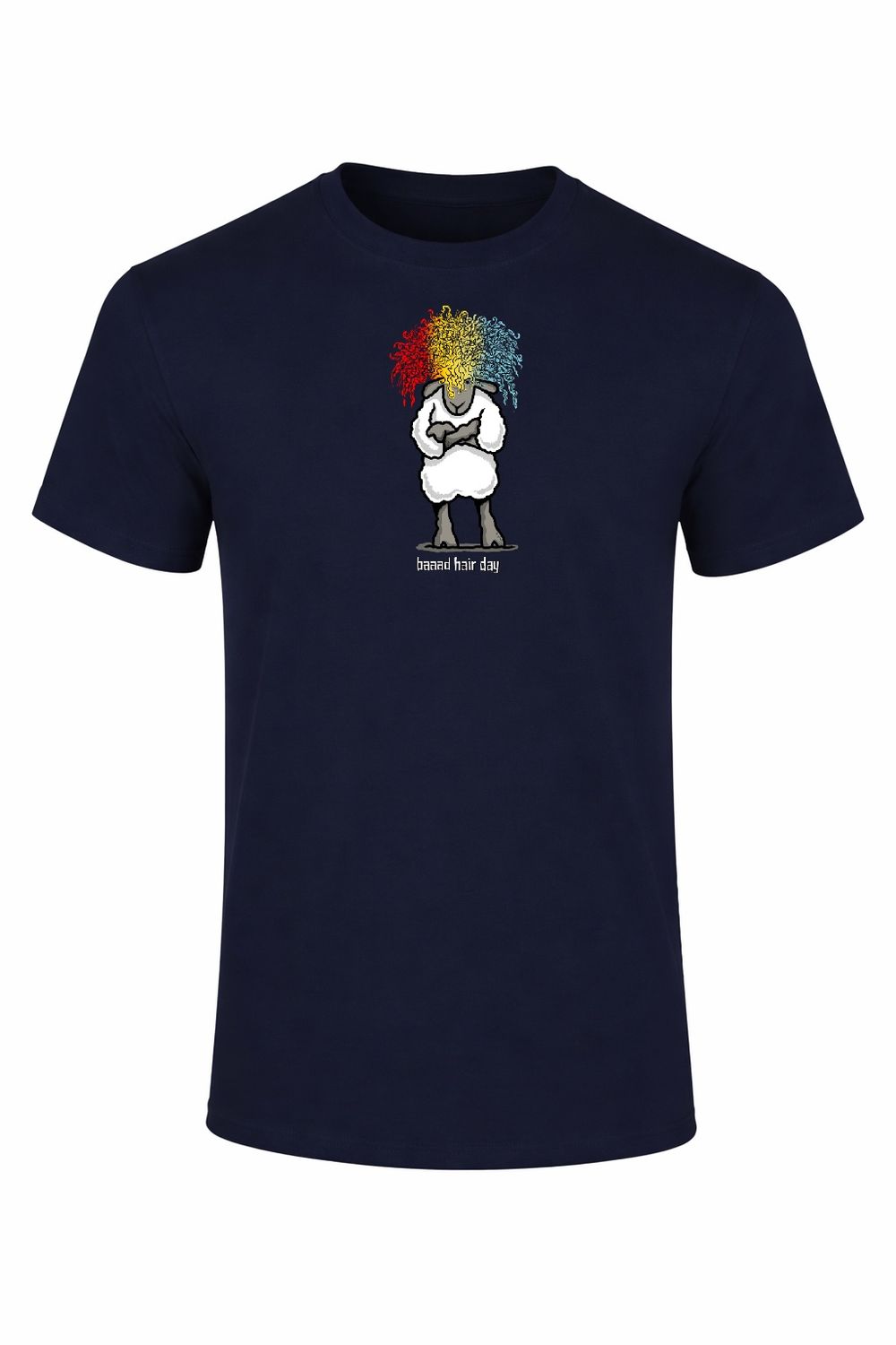 Baaad Hair Day | Funny T-Shirt | Flockers, Colour: Navy, Size: XS