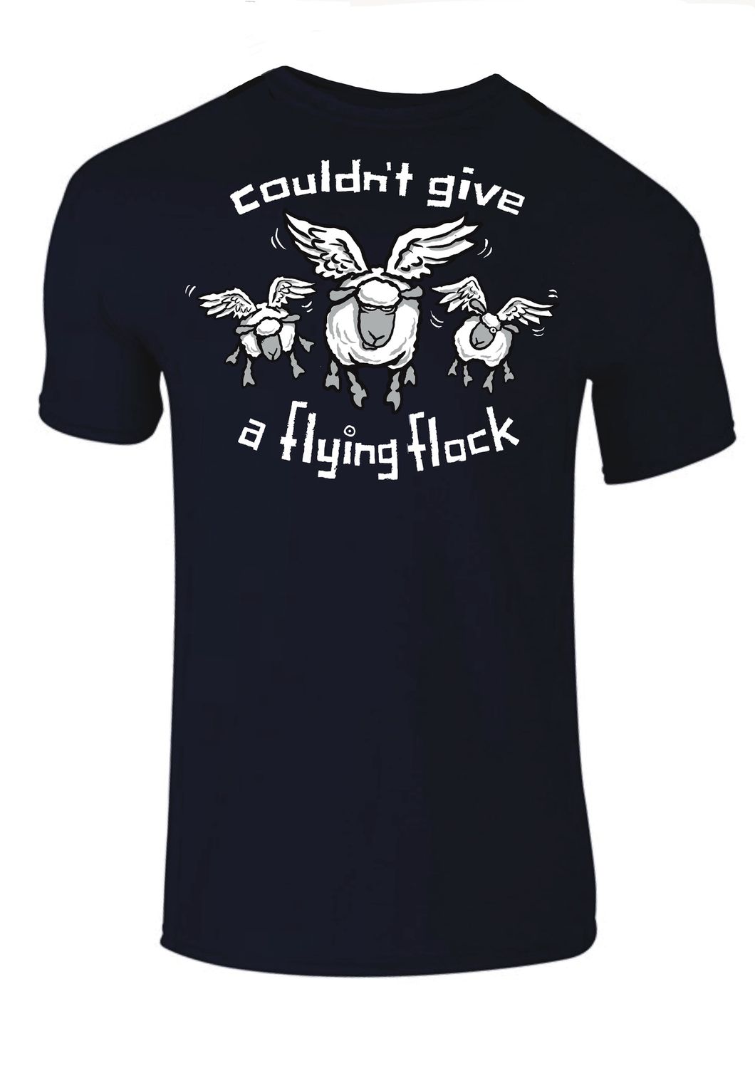 Couldn't Give A Flying Flock | Funny T-Shirt | Flockers, Colour: Navy, Size: XS
