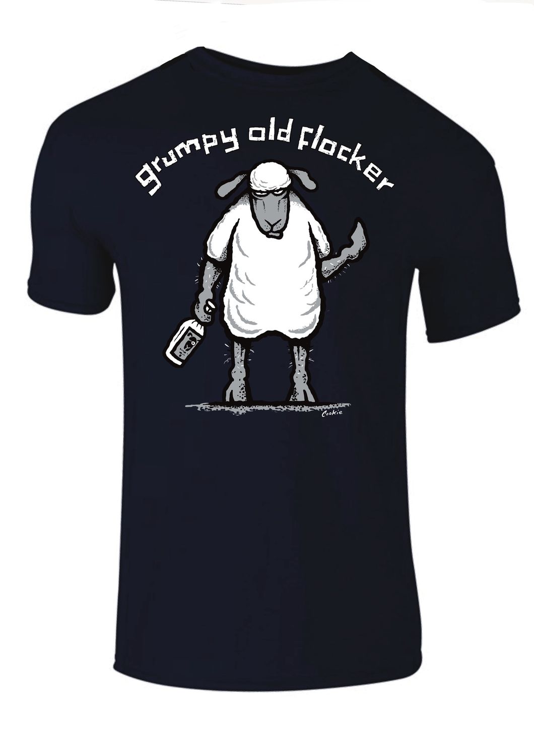 Grumpy Old Flocker | Funny T-Shirt | Baaaad Flockers, Colour: Navy, Size: XS