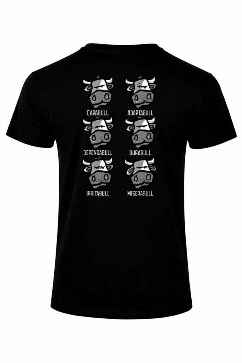 Flockers T-Shirt | Capabull, Dependabull..., Colour: Black, Size: XS