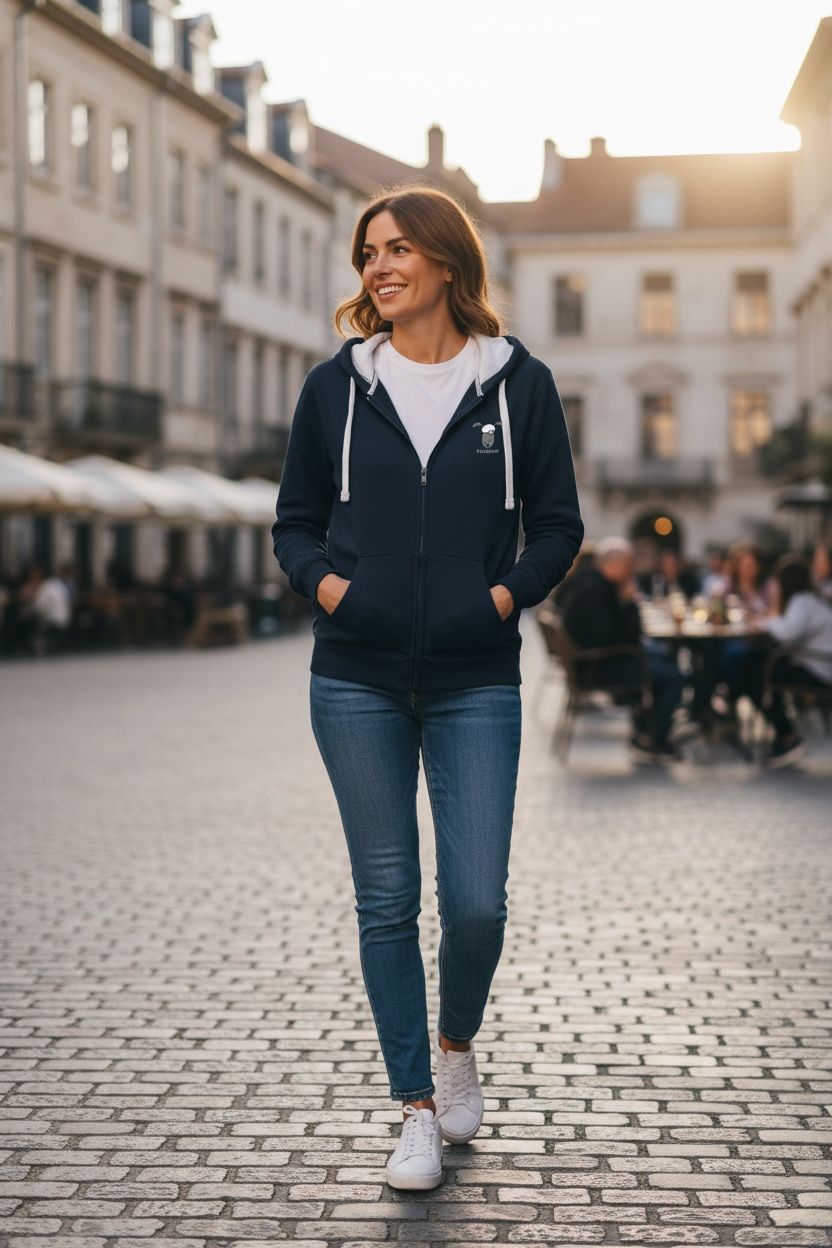 Flockers Rugged Hoodie | Couldn't Give A Flying Flock, Colour: Navy, Design: Full Zipped Hoodie, Size: XS