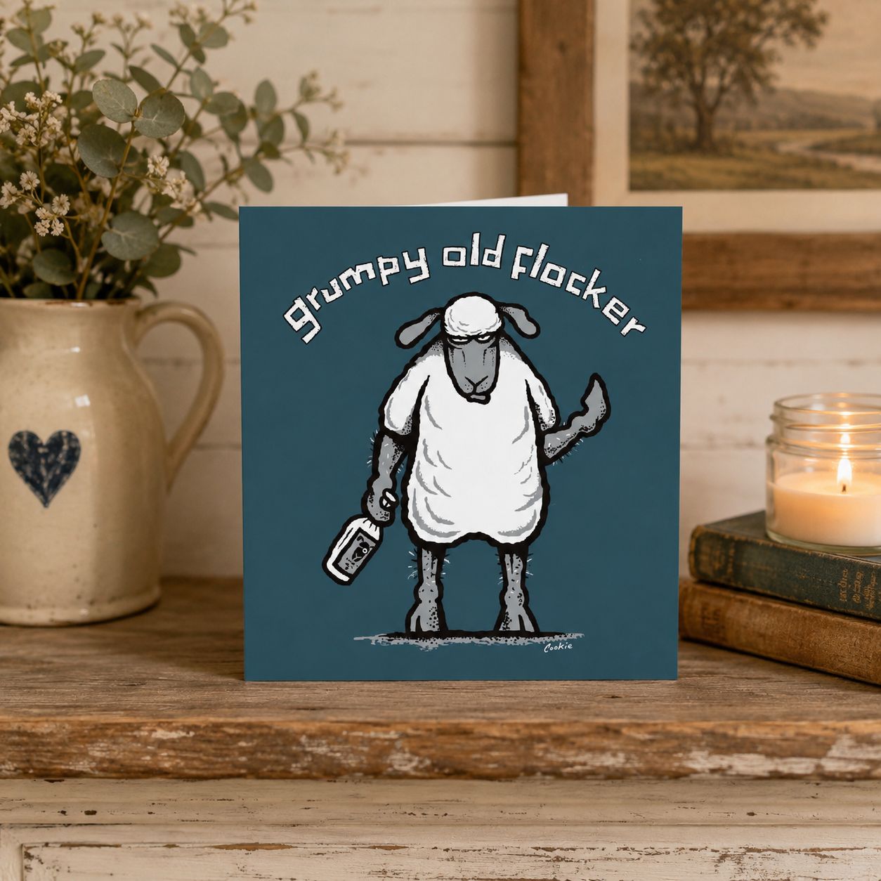 Flockers Blank Greetings Card | Grumpy Old Flocker
