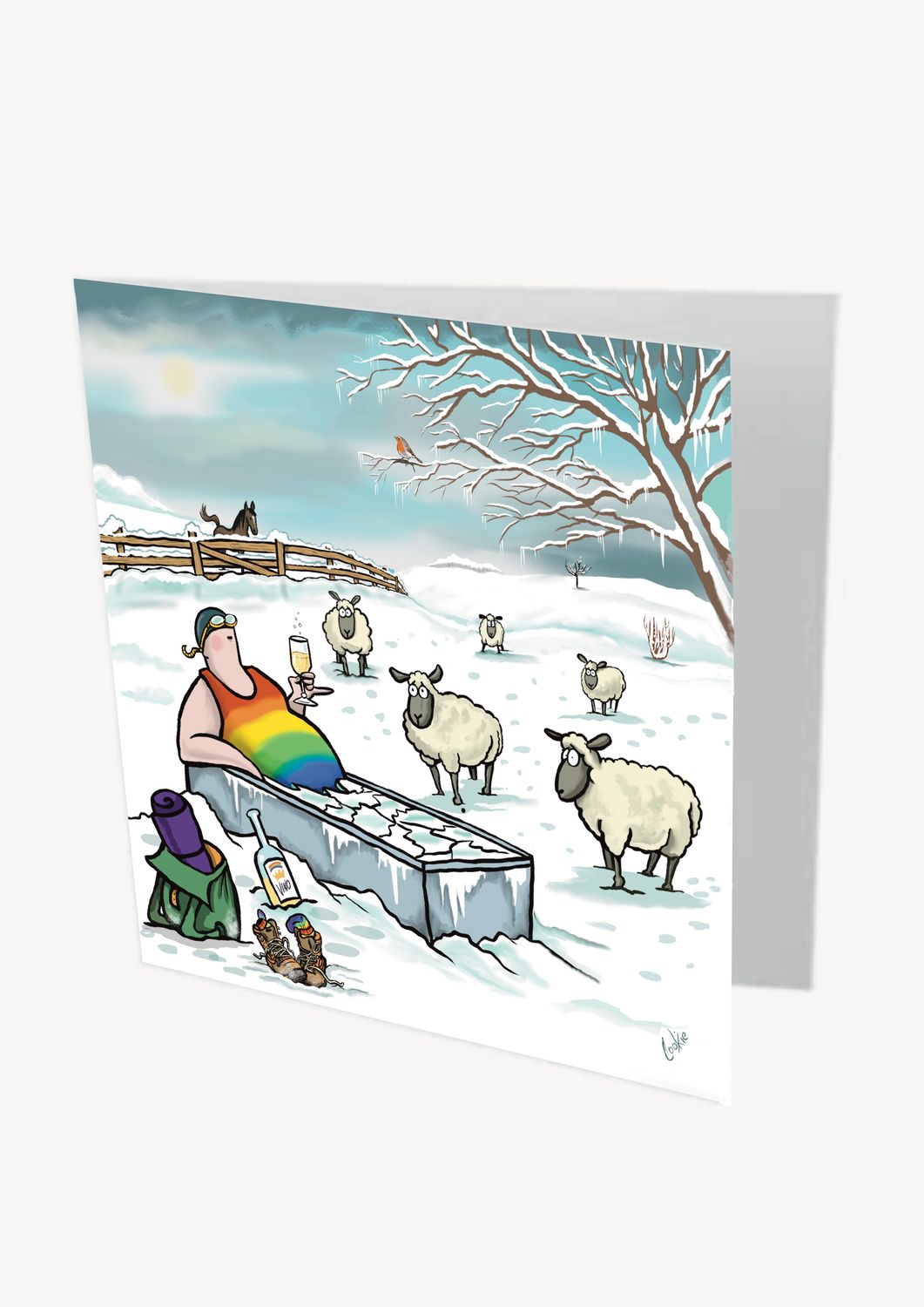 Perfectly Chilled Card | Funny Cold Water Swimming Card | Baaad Flockers®