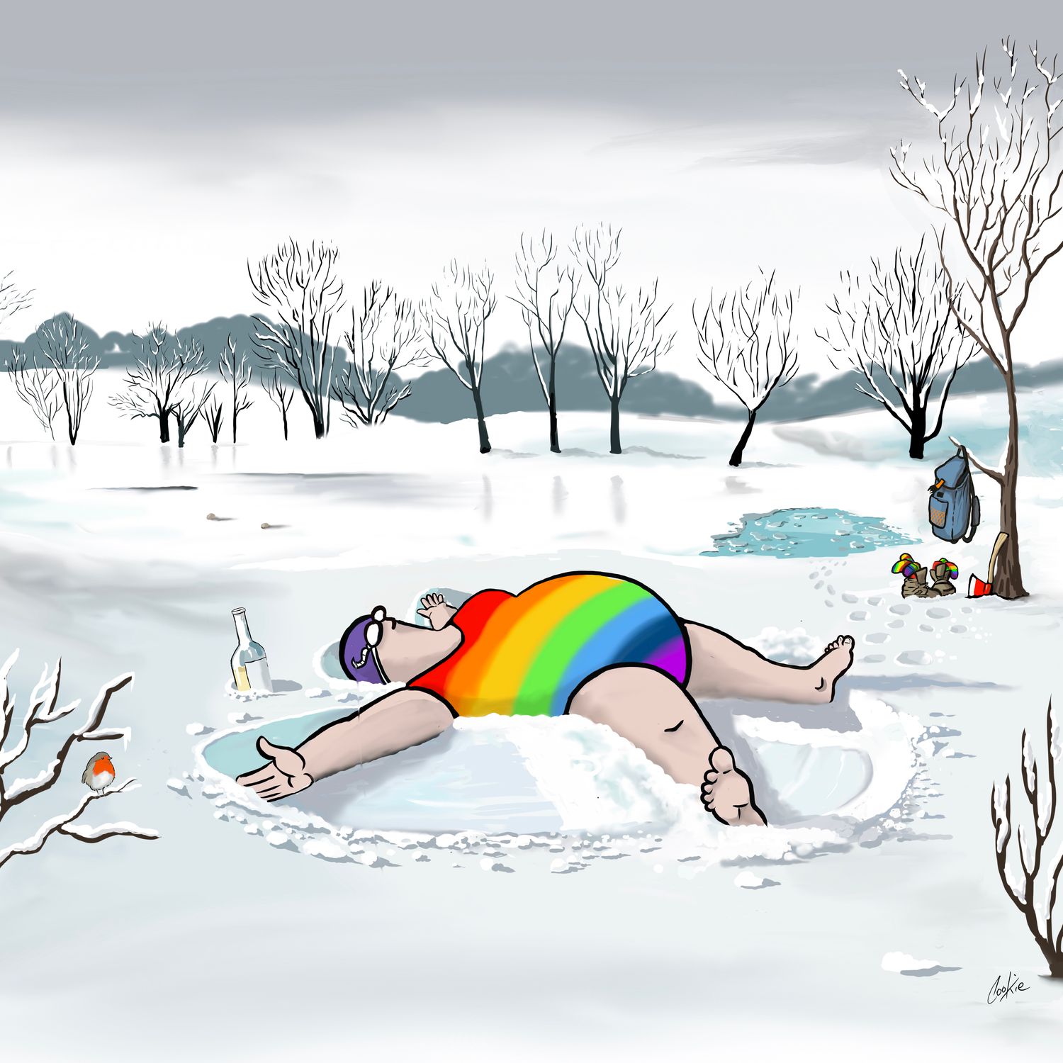 Snow Angel Card | Winter Wild Swimming &amp; Christmas Card | Baaad Flockers®
