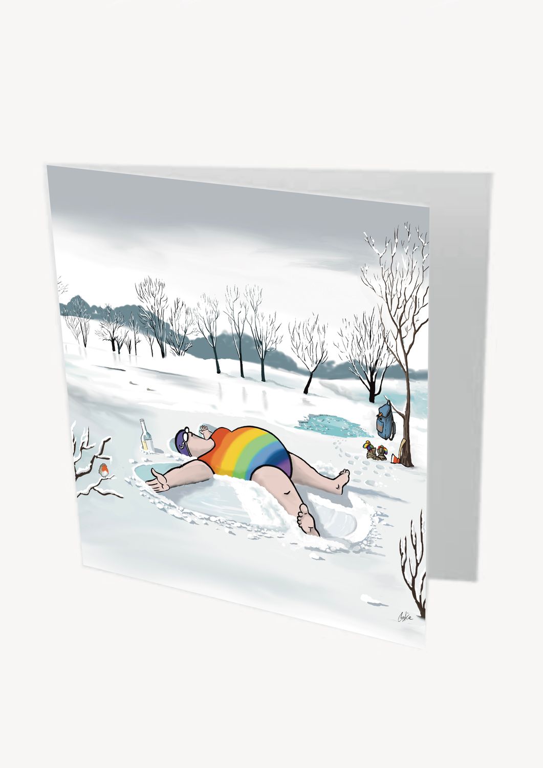 Snow Angel Card | Winter Wild Swimming &amp; Christmas Card | Baaad Flockers®