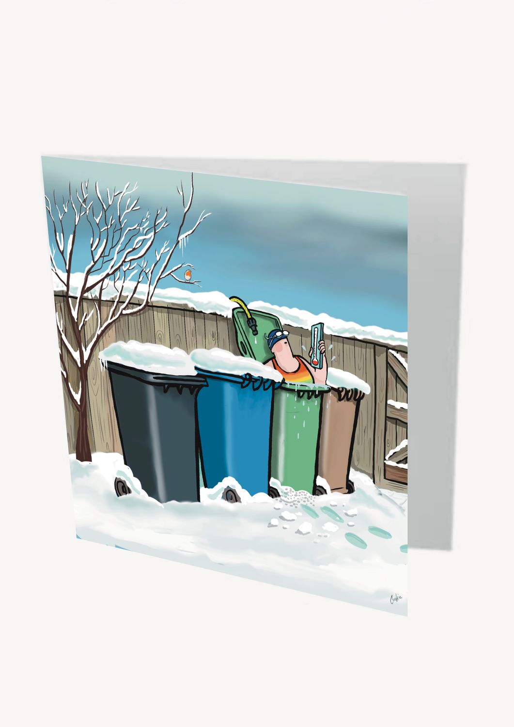 Wheeelie Cold Card | Funny Winter Cycling Card | Baaad Flockers®