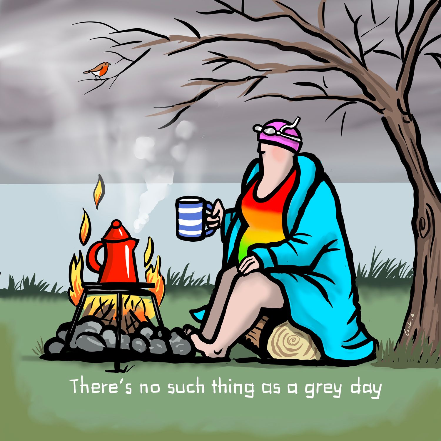 Grey Day Card | Wild Swimming &amp; British Weather Card | Baaad Flockers®