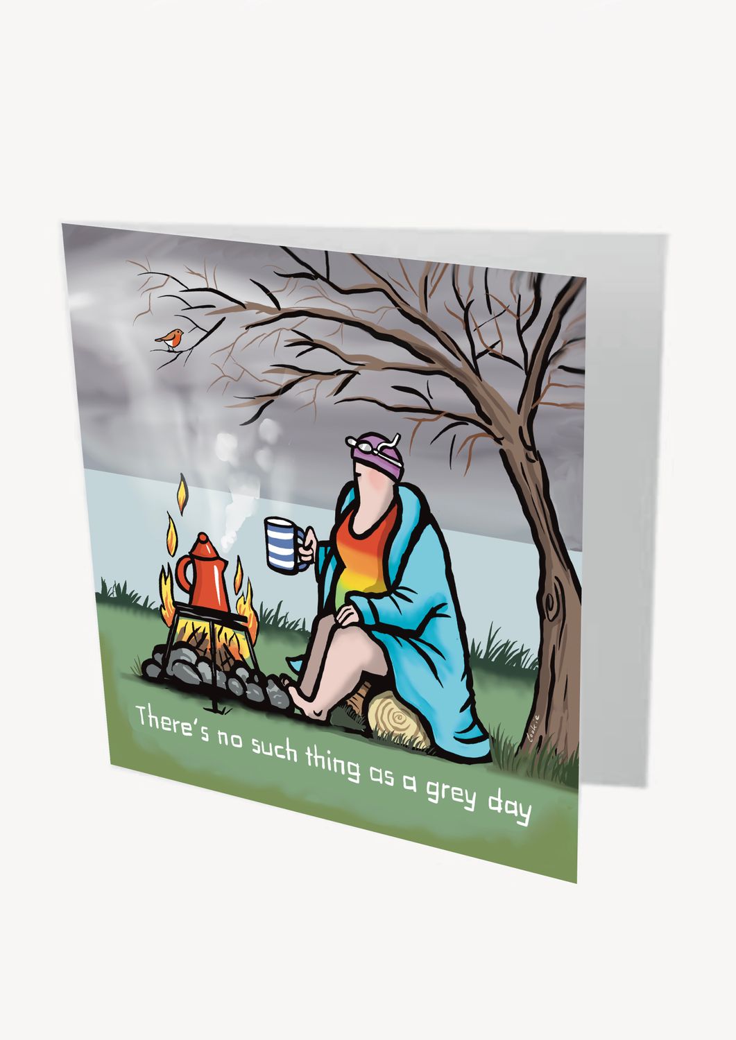 Grey Day Card | Wild Swimming &amp; British Weather Card | Baaad Flockers®