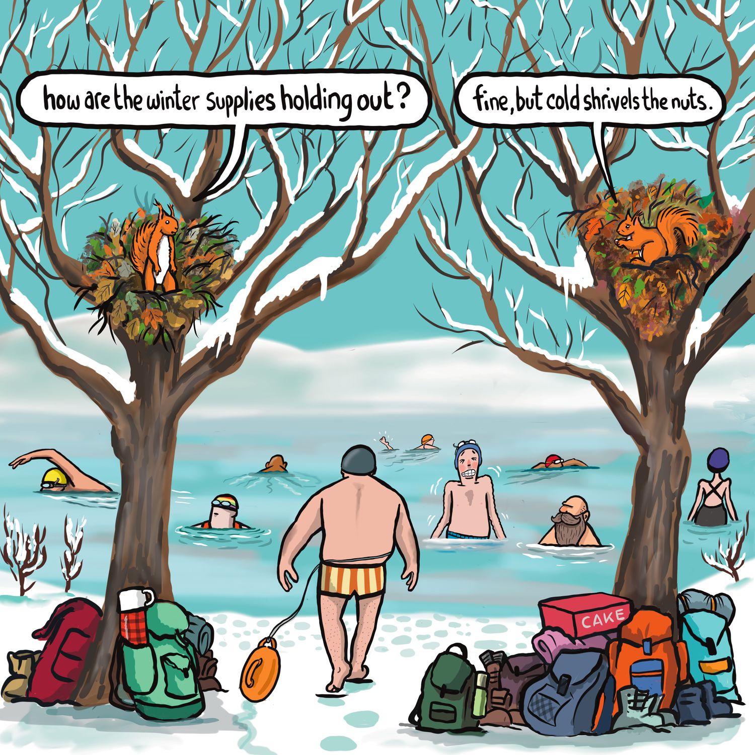 Shrivelled Nuts! Card | Funny Rude Wild Swimming Card | Baaad Flockers®