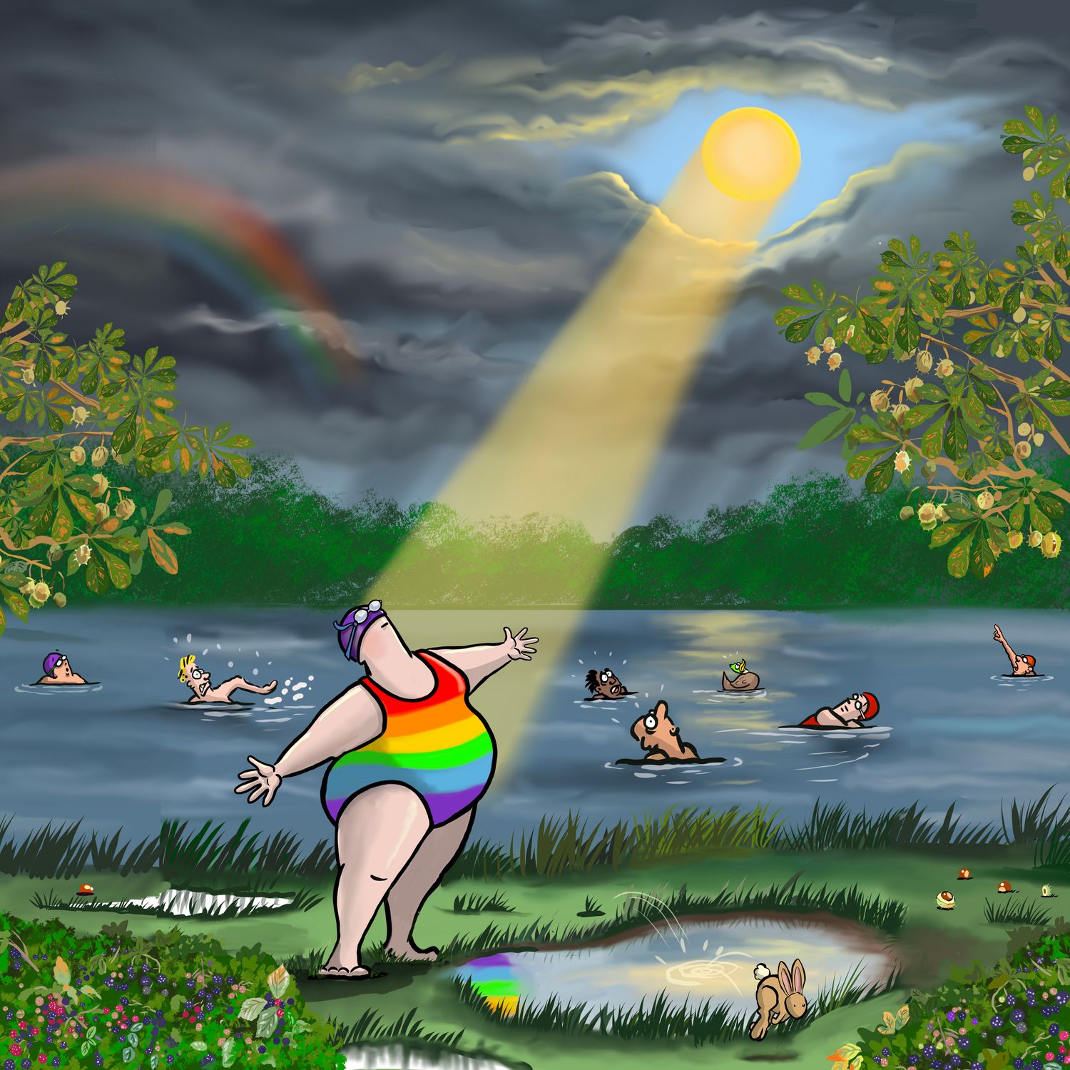 Ray of Sunlight Card | Wild Swimming &amp; Uplifting Greeting Card | Baaad Flockers®