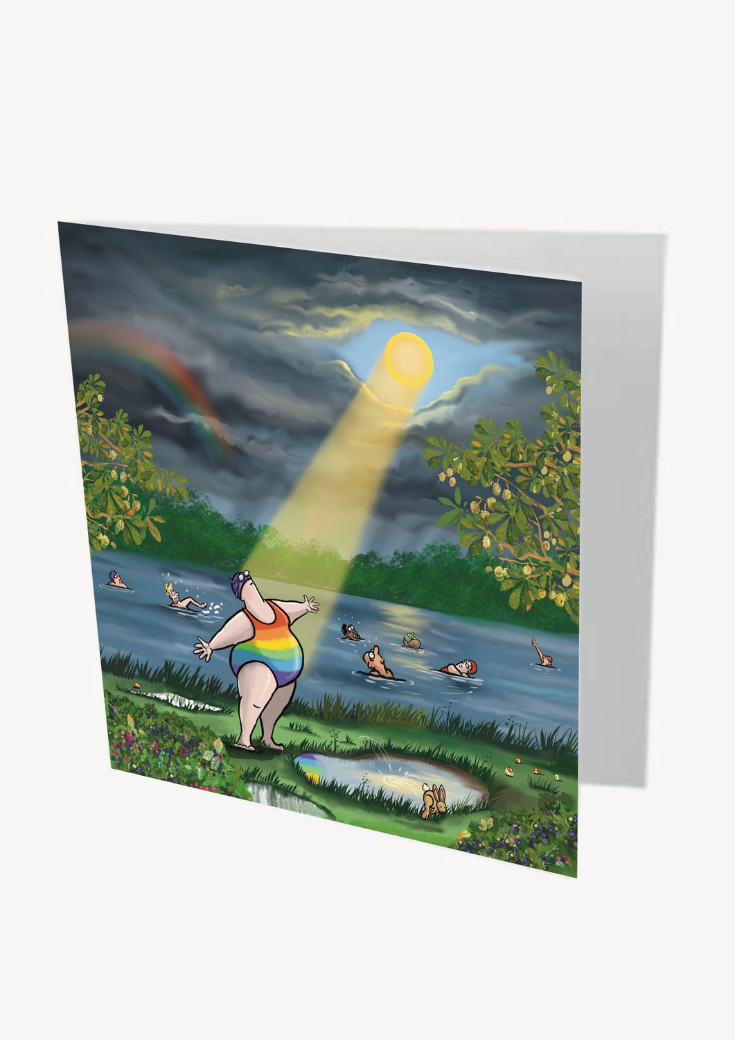 Ray of Sunlight Card | Wild Swimming &amp; Uplifting Greeting Card | Baaad Flockers®