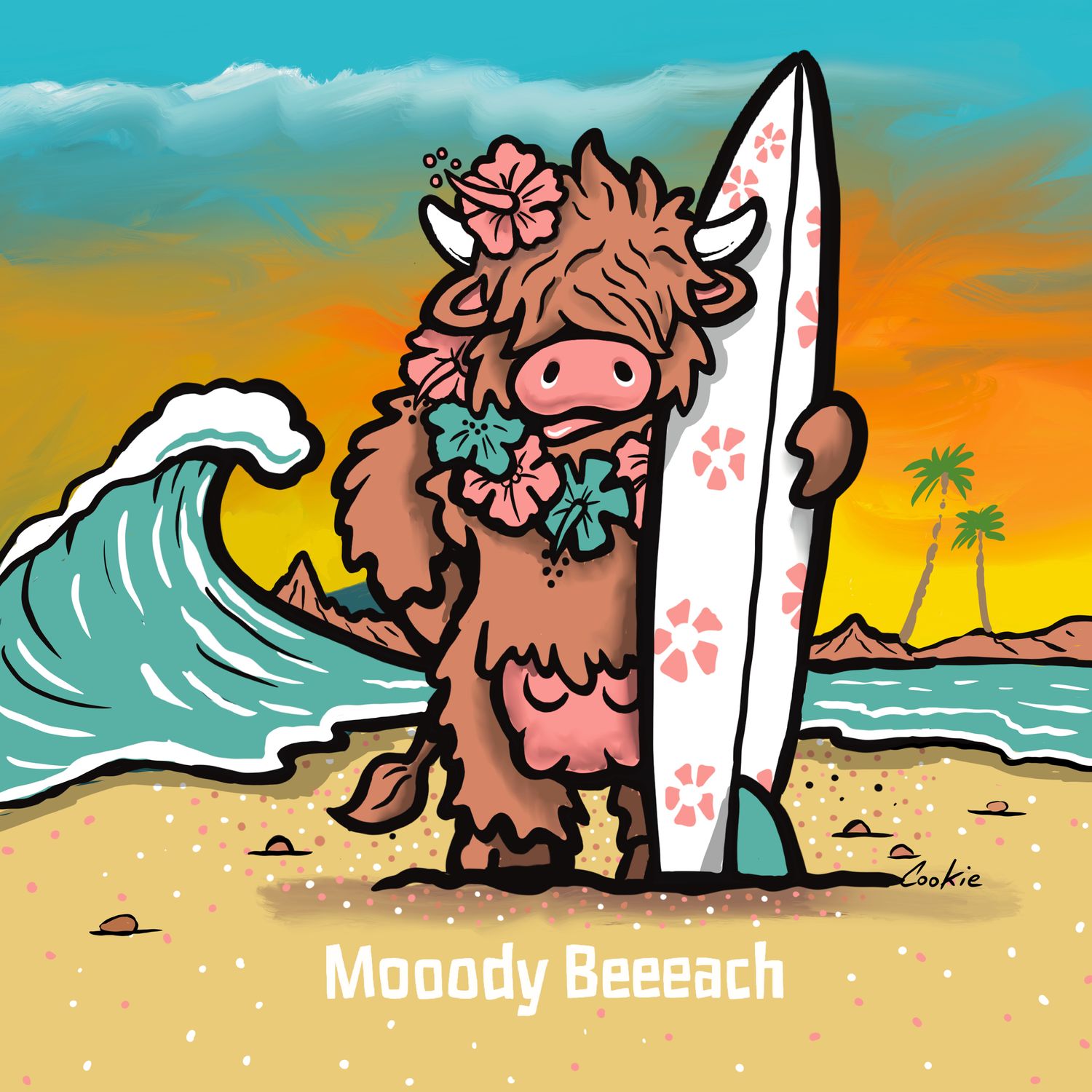 Mooody Beeeach | Metal l Man Cave Sign | Flocker