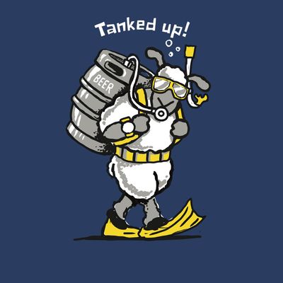 Tanked Up! Metal Sign | Funny Diving Sheep &amp; Scuba Diver Gift | Baaad Flockers®