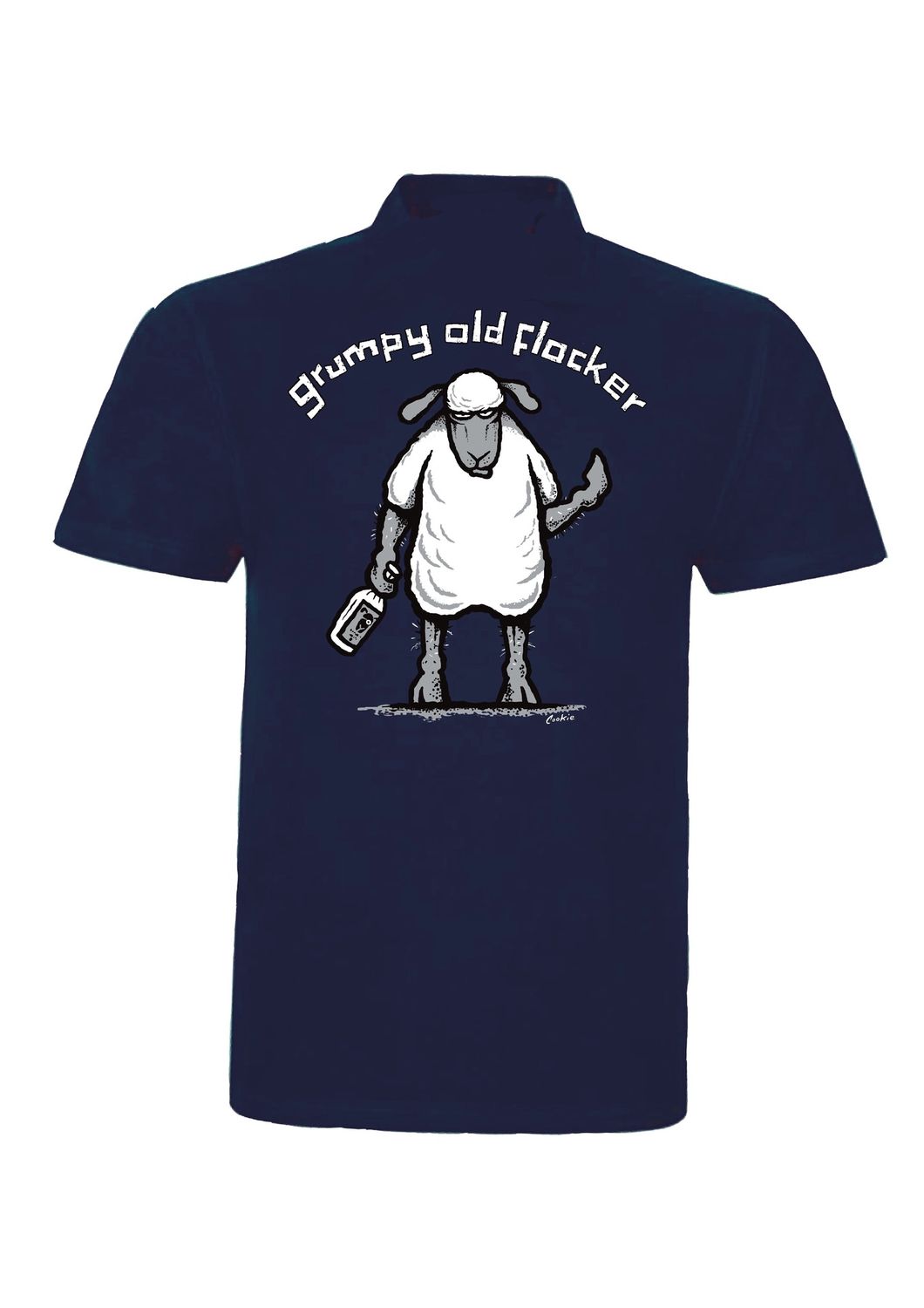 Grumpy Old Flocker | Short-Sleeved Polo | Flockers, Colour: Navy Blue, Size: XS
