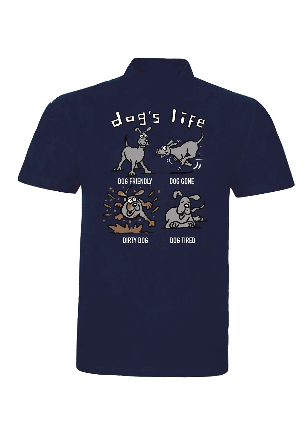 Dog's Life | Funny Dog Short-Sleeved Polo, Colour: Navy Blue, Size: XS