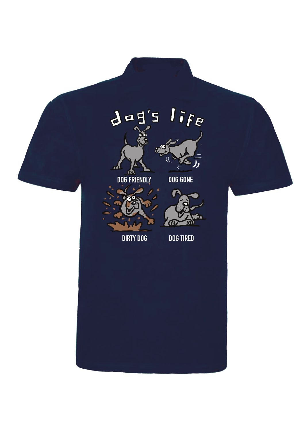 Dog’s Life Polo Shirt | Funny Dog Lover Polo | Barking Mad®, Colour: Navy Blue, Size: XS