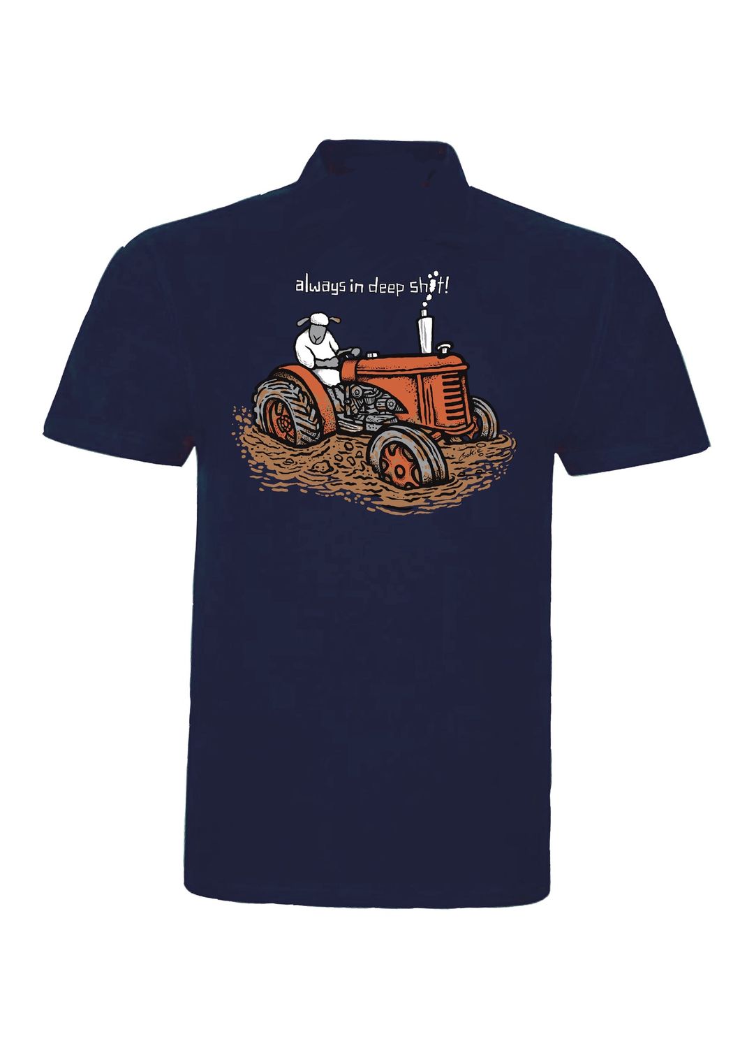 Always In Deep Sh*t! | Funny Polo | Baaad Flocker, Colour: Navy Blue, Size: XS