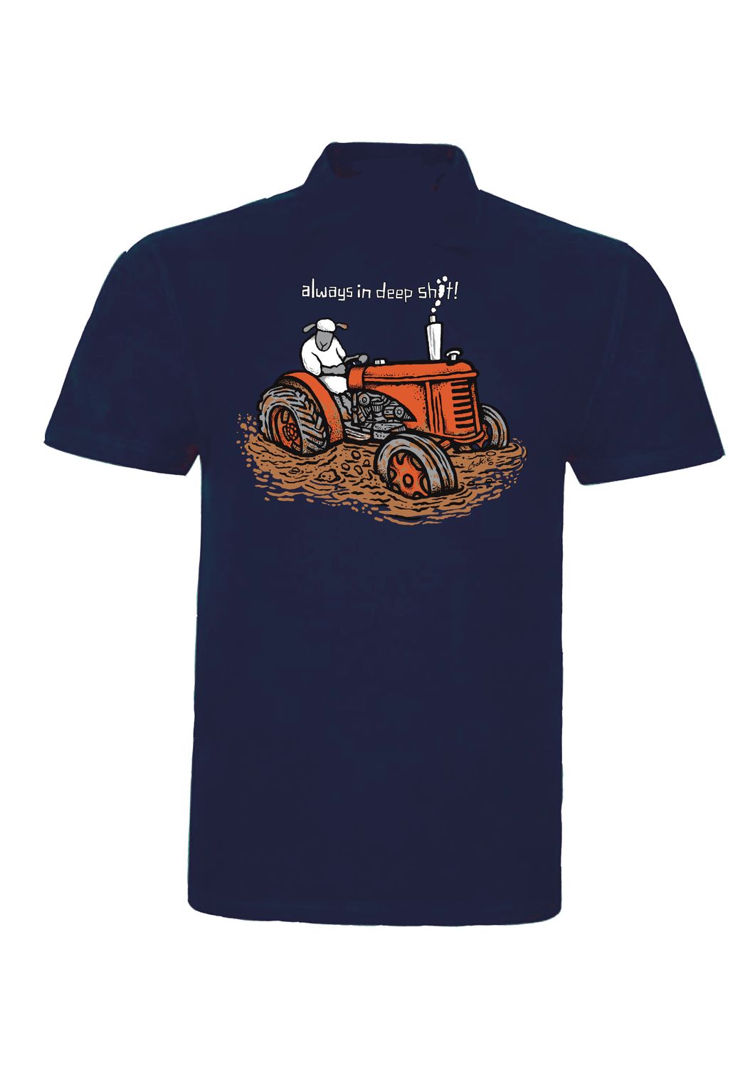 Always In Deep Sh*t Polo Shirt | Funny Men’s Polo | Baaad Flockers®, Colour: Navy Blue, Size: XS
