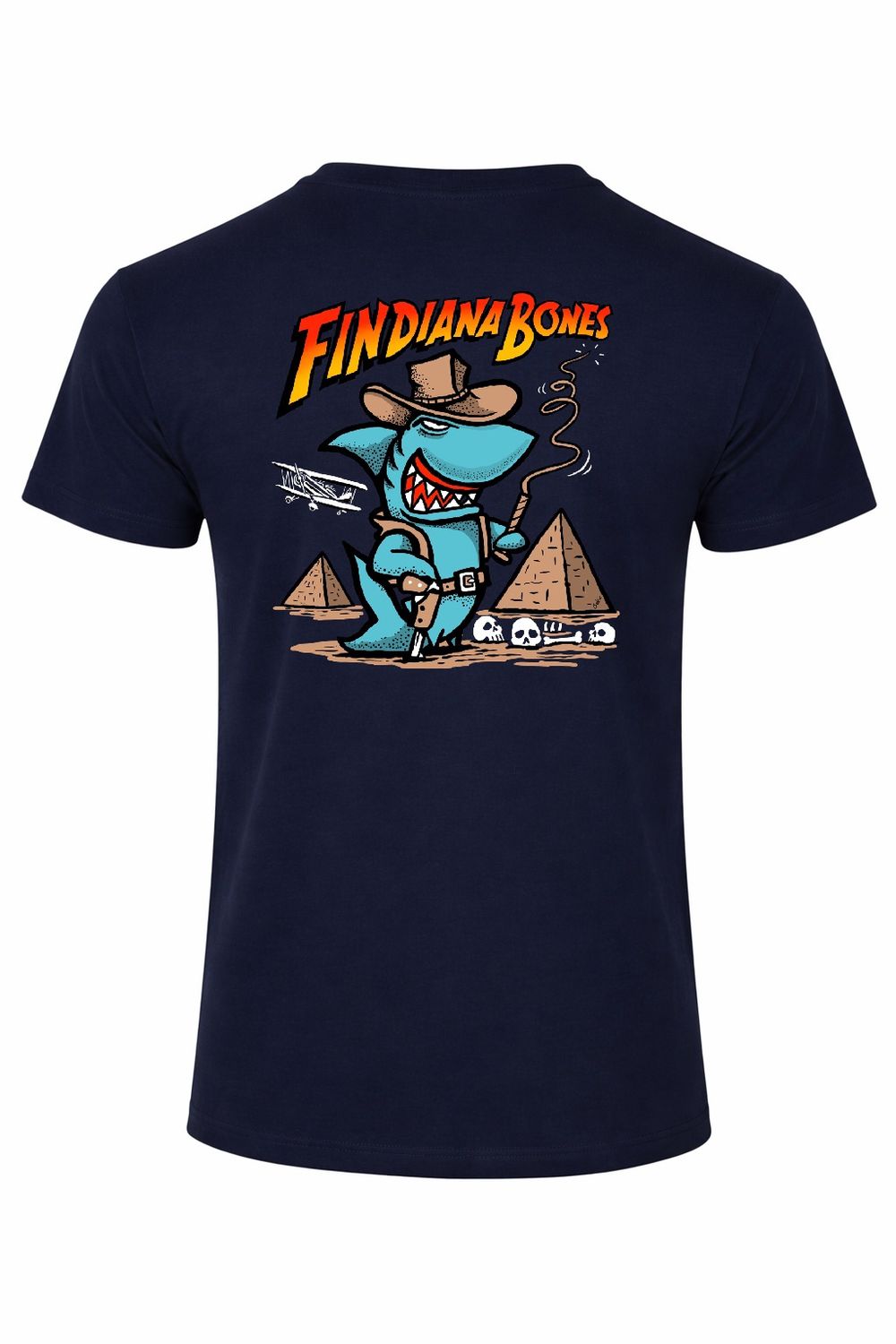 Findianna Bones | Retro T-Shirt | Baaad Flockers, Colour: Navy, Size: 5XL