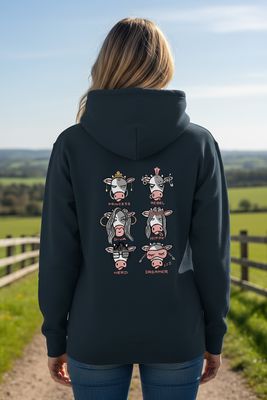 Mooody Diva Funny Cow Hoodie | 6 Cow Faces | Baaad Flockers®