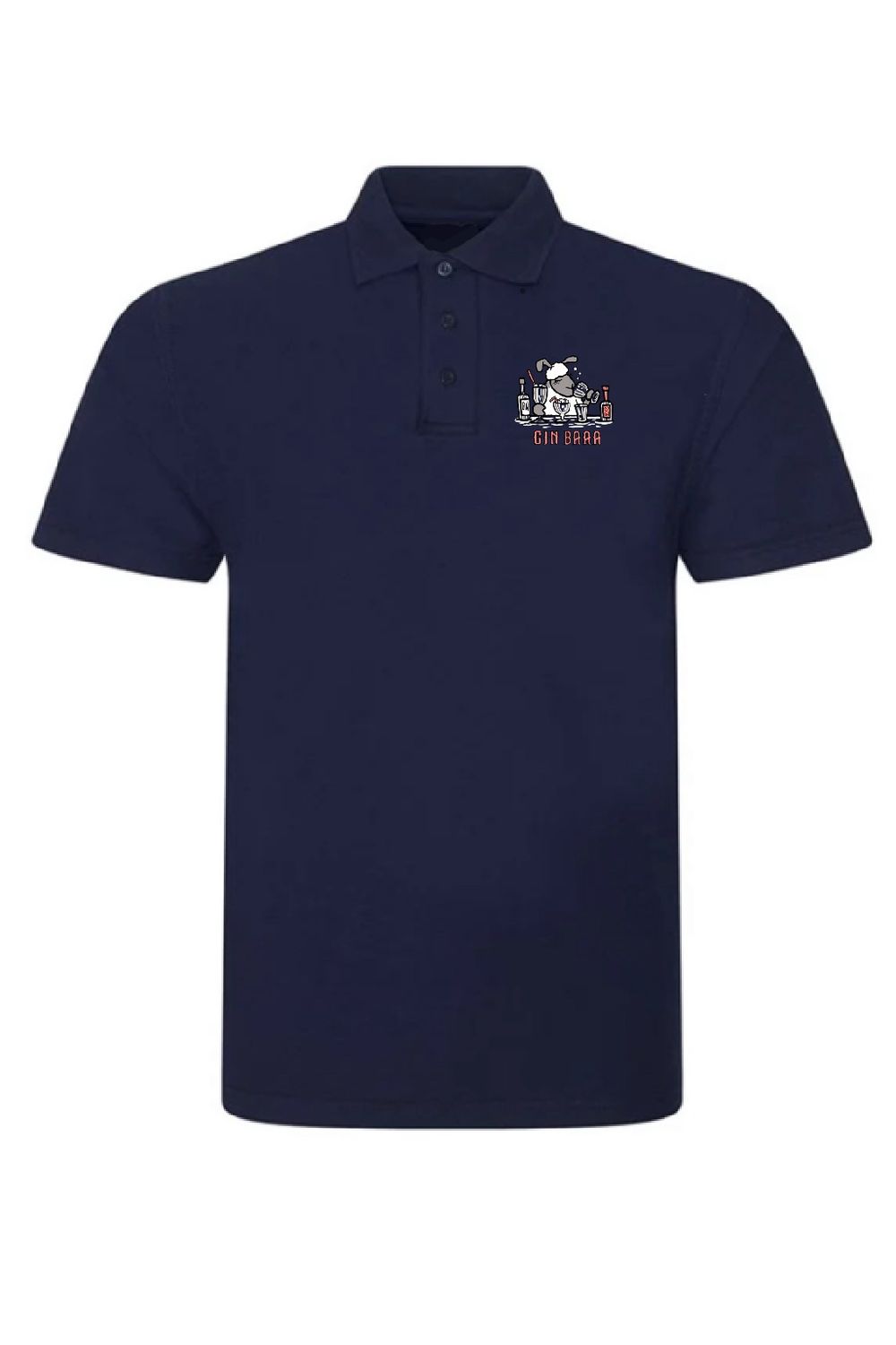 Gin Baaa | Short Sleeved Polo | Flockers, Colour: Navy, Size: XS