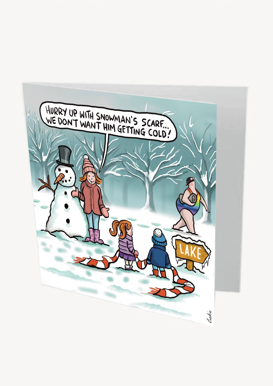 Snowman Christmas Card | Funny Wild Swimming Christmas Card | Baaad Flockers®