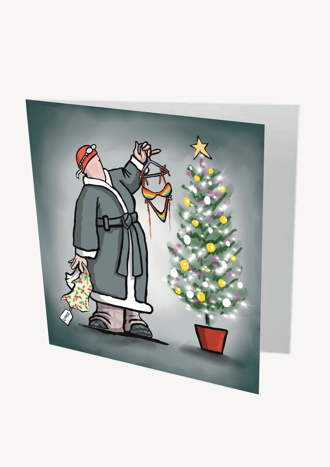 Bikini Christmas Card | Funny Wild Swimming Christmas Card | Baaad Flockers®