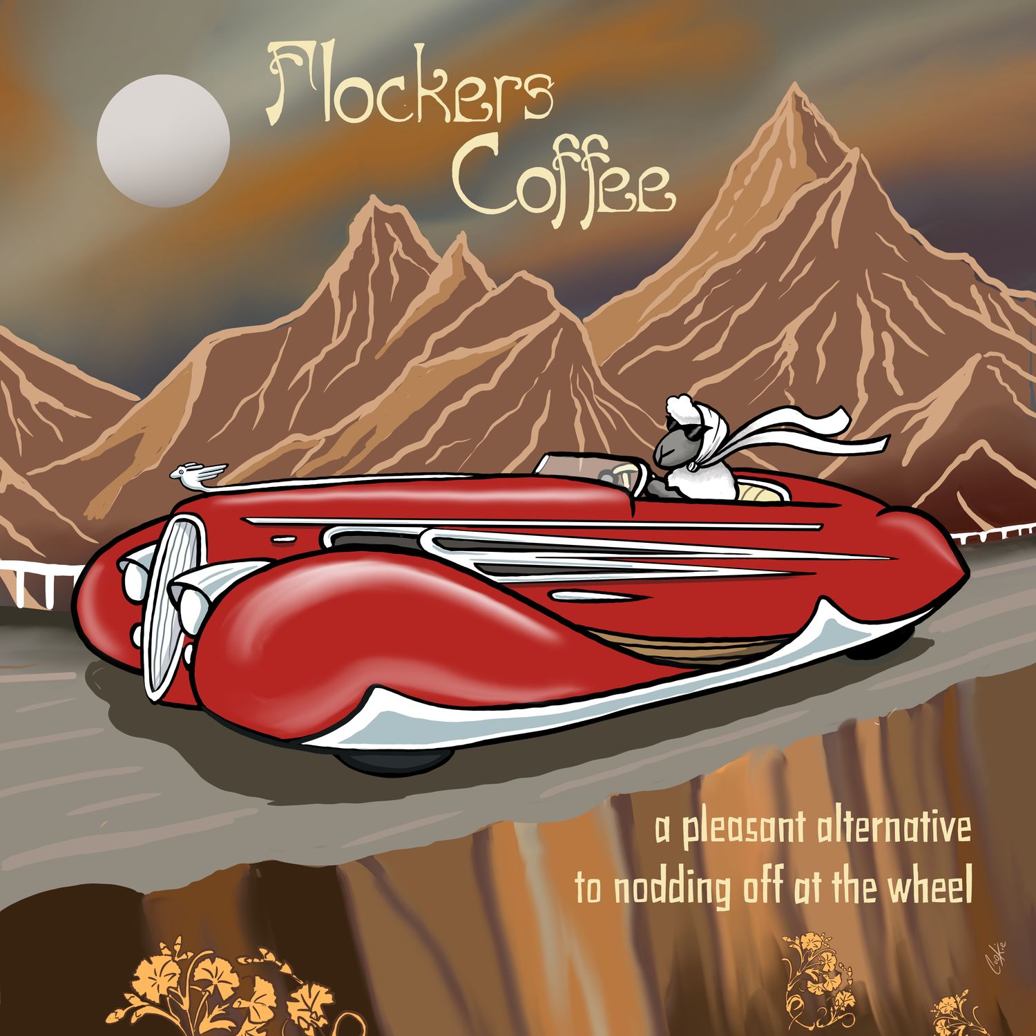Flockers Coffee Metal Sign | Funny Retro Coffee Wall Sign | Baaad Flockers®