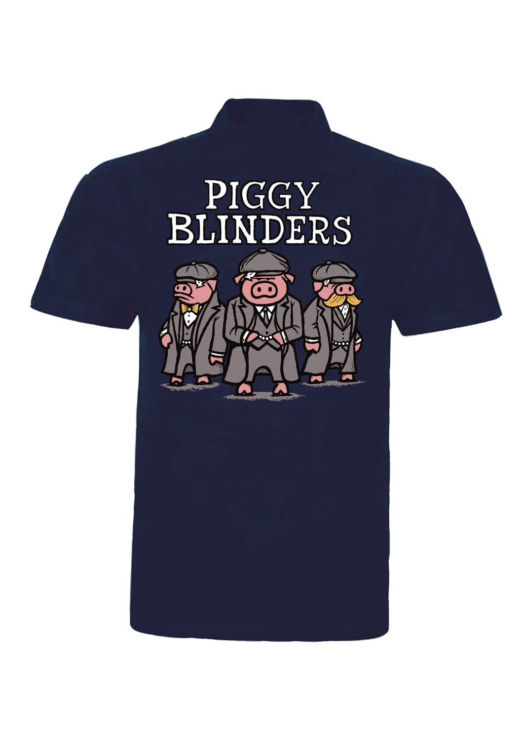 Piggy Blinders | Short-Sleeved Polo | Flockers, Colour: Navy Blue, Size: XS