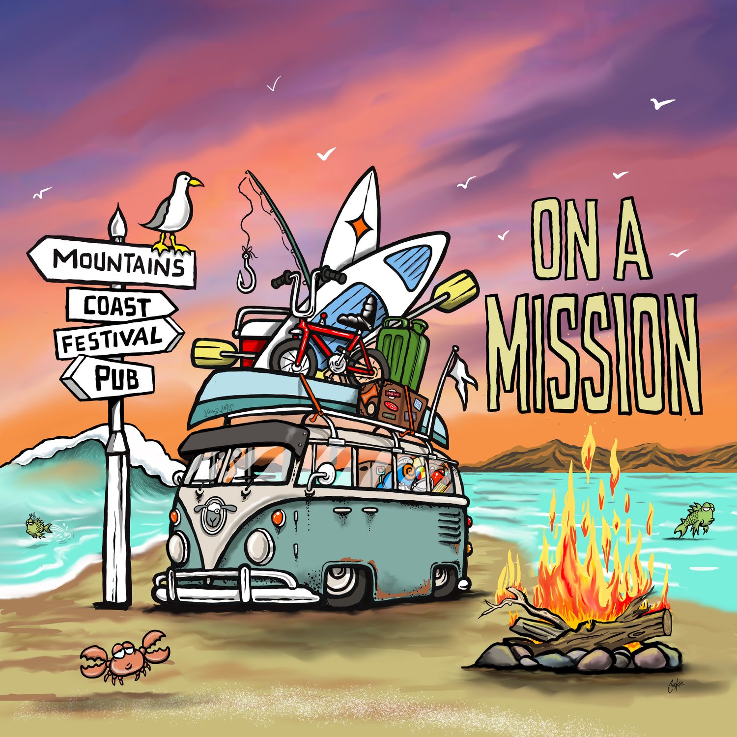 On A Mission Metal Sign | Campervan &amp; Beach Gift | Baaad Flockers®