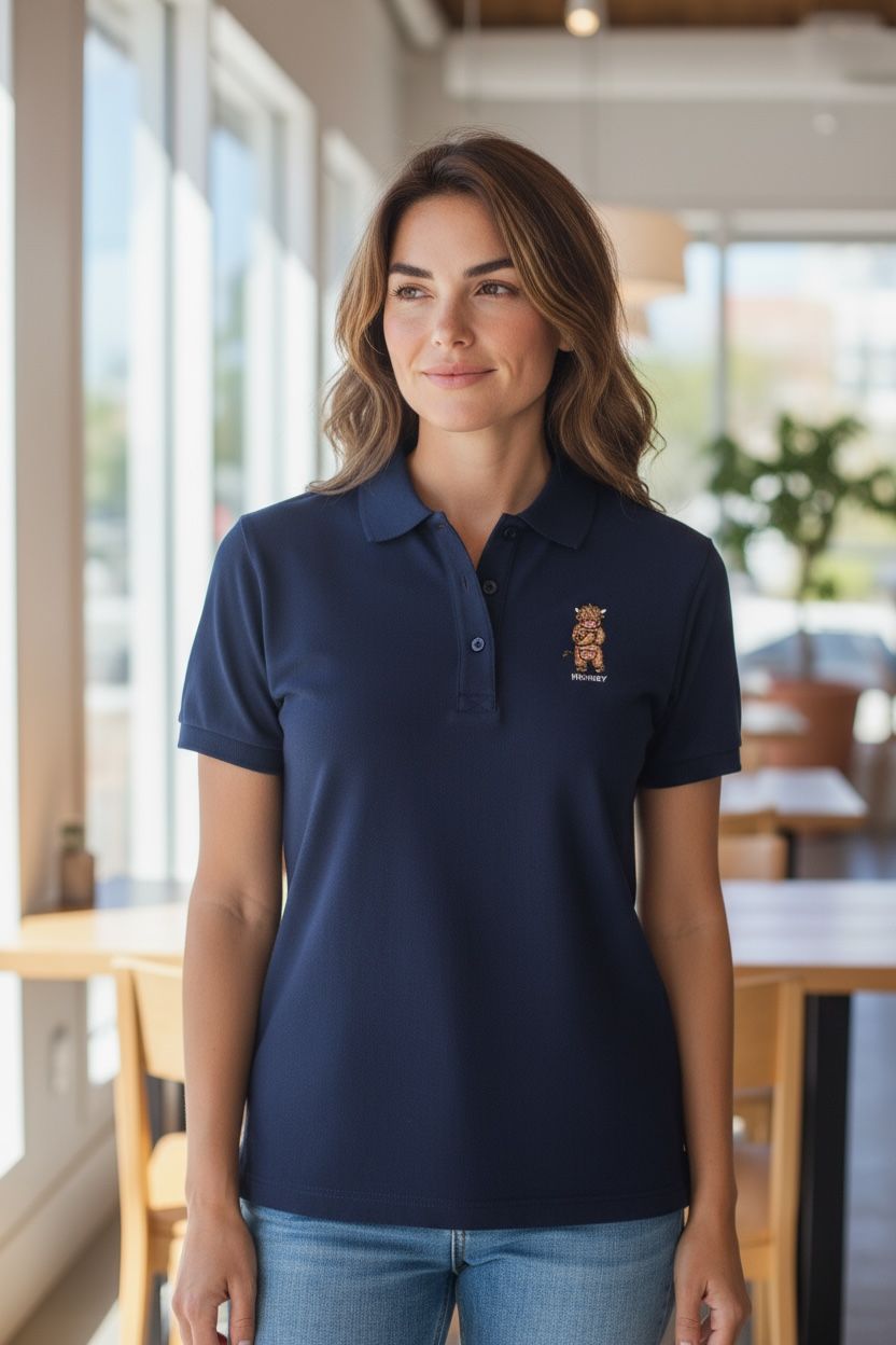 Heffie Embroidered Polo Shirt | Highland Cow Polo | Baaad Flockers®