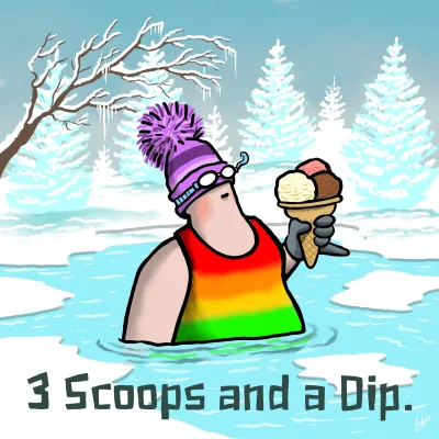 3 Scoops and a Dip Card | Funny Wild Swimming Card | Baaad Flockers®
