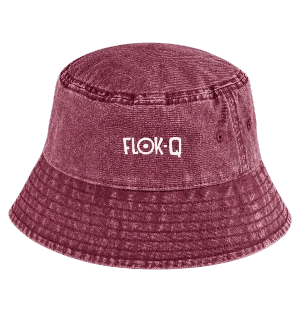 FLOK-Q® Bucket Hat | Recycled Festival &amp; Beach Hat, Colour: Vintage Red, Size: Small/Medium