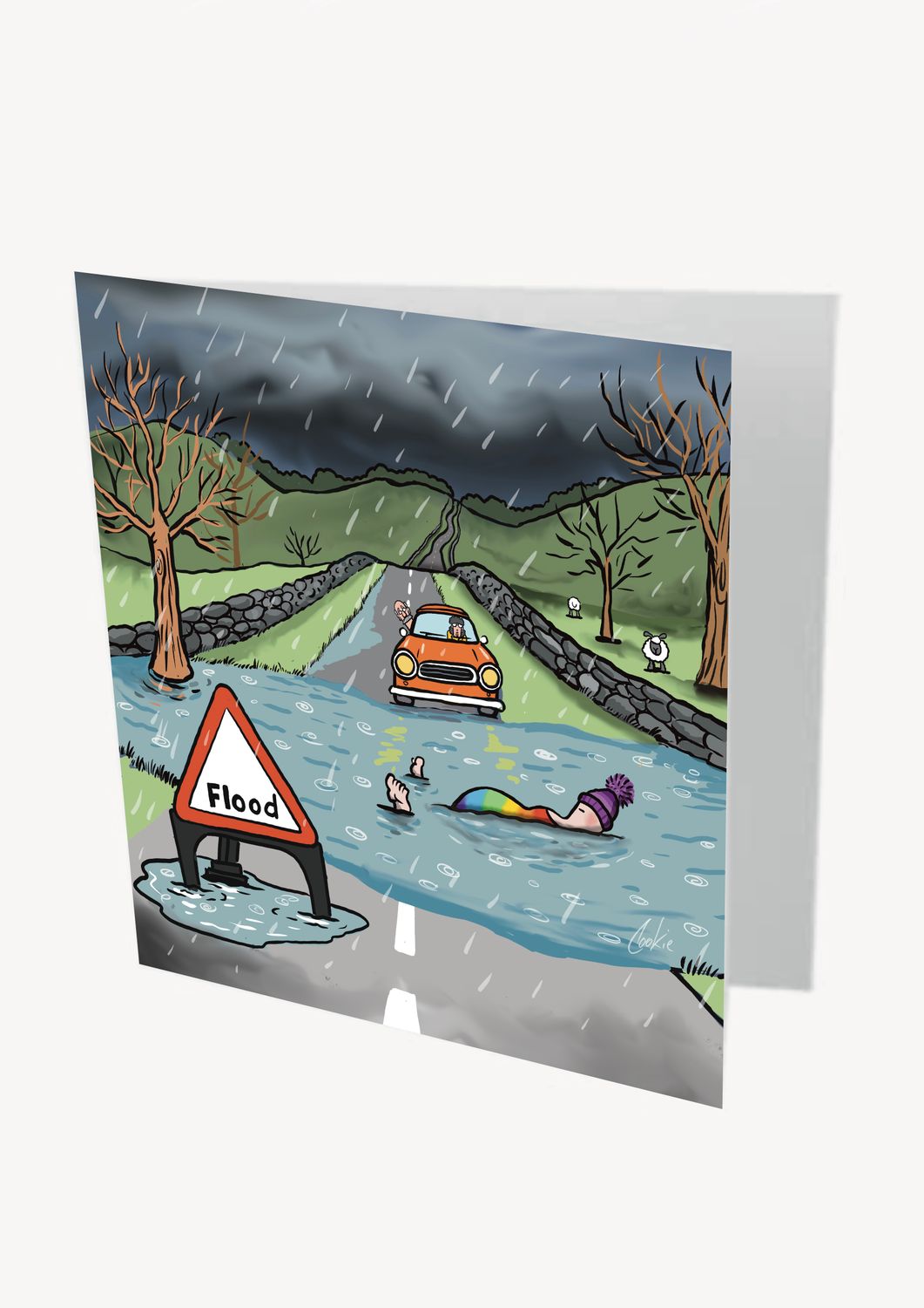 The Floods! Card | Funny Wild Swimming &amp; Weather Card | Baaad Flockers®