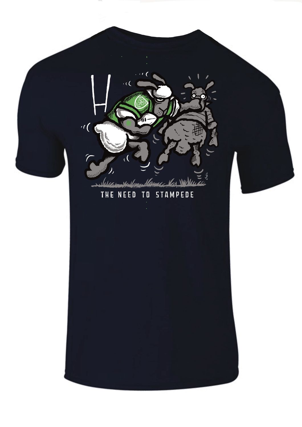Stampede - Ireland |Rugby T-Shirt |  Flockers, Colour: Navy, Size: XS