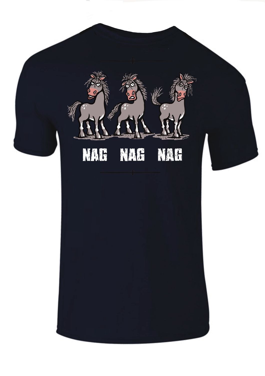Nag Nag Nag | Funny T-Shirt | Flockers, Colour: Navy, Size: XS